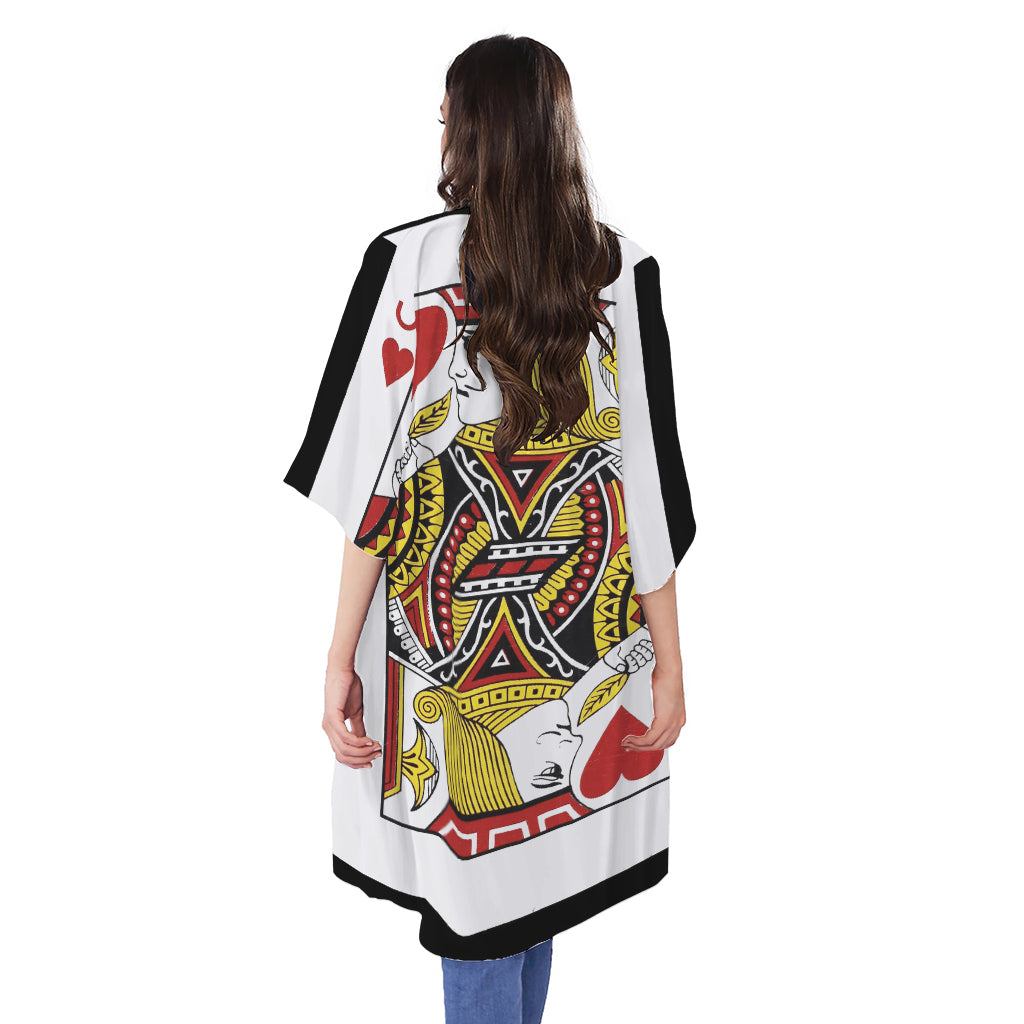 Jack Of Hearts Playing Card Print Open Front Beach Cover Up