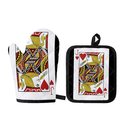 Jack Of Hearts Playing Card Print Oven Mitt And Pot Holder Set
