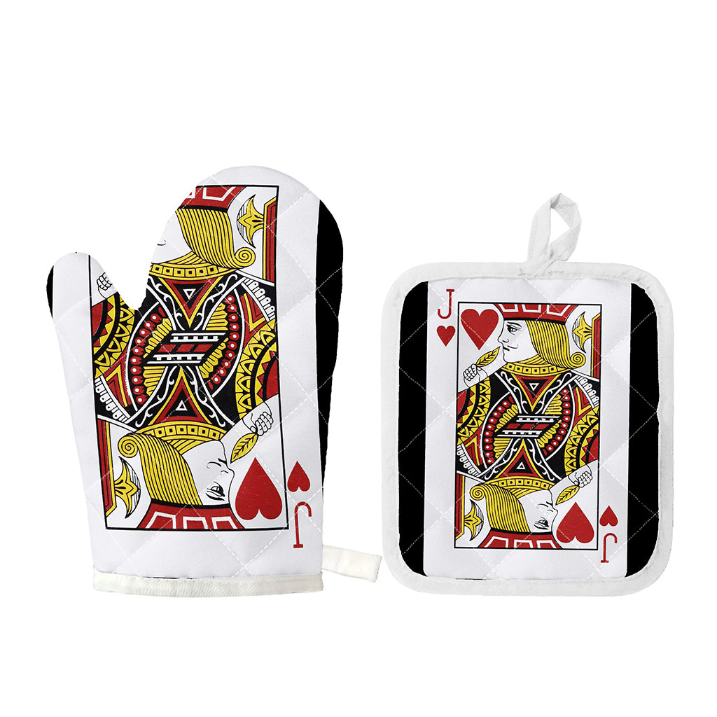 Jack Of Hearts Playing Card Print Oven Mitt And Pot Holder Set