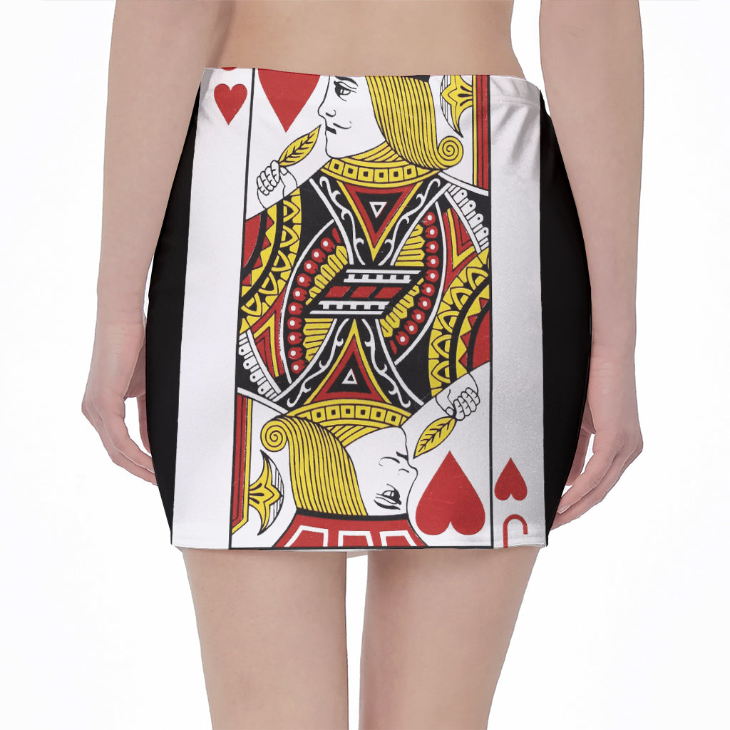 Jack Of Hearts Playing Card Print Pencil Mini Skirt