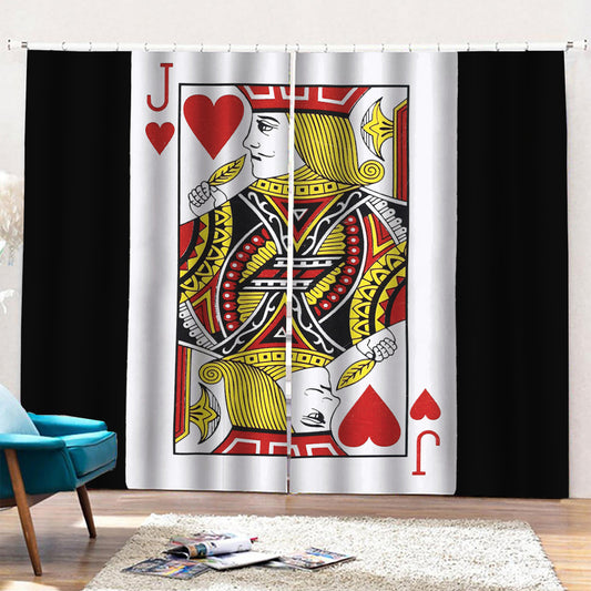 Jack Of Hearts Playing Card Print Pencil Pleat Curtains