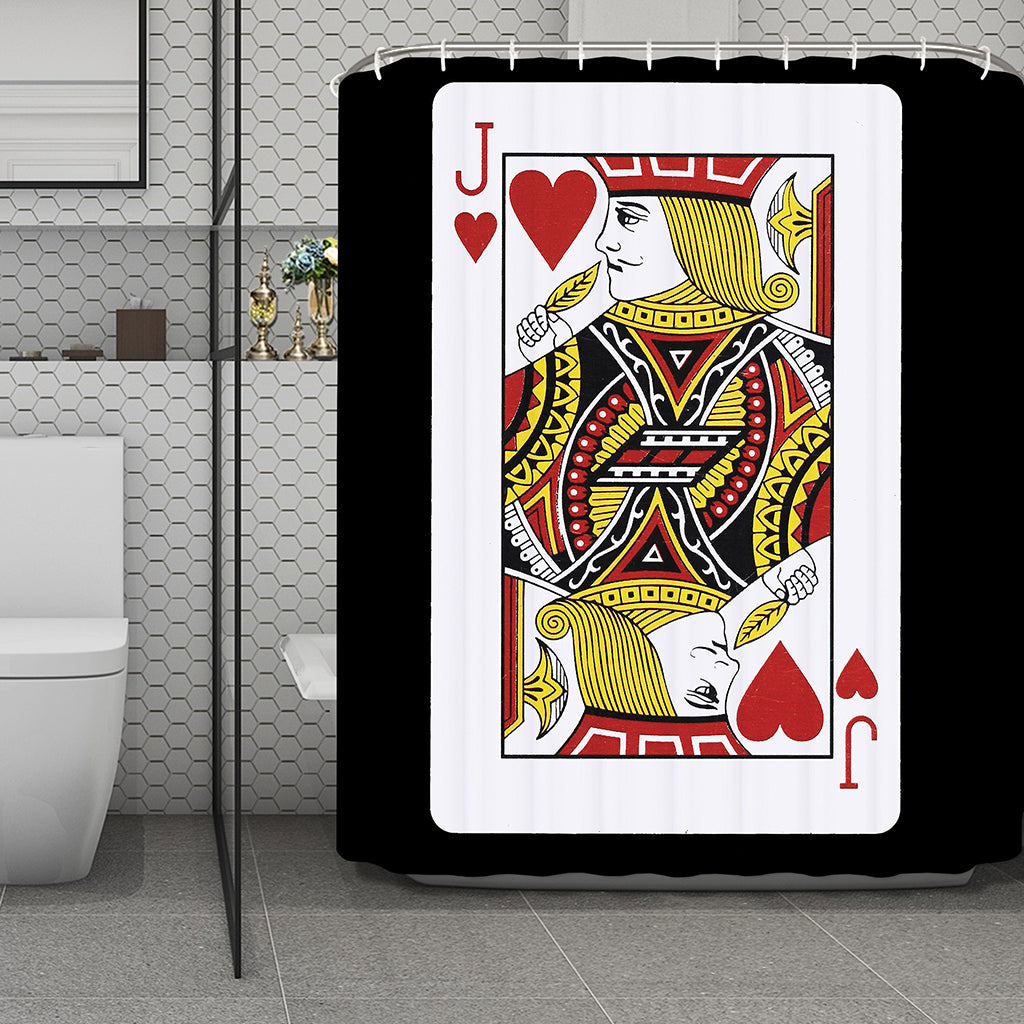 Jack Of Hearts Playing Card Print Polyester Shower Curtain