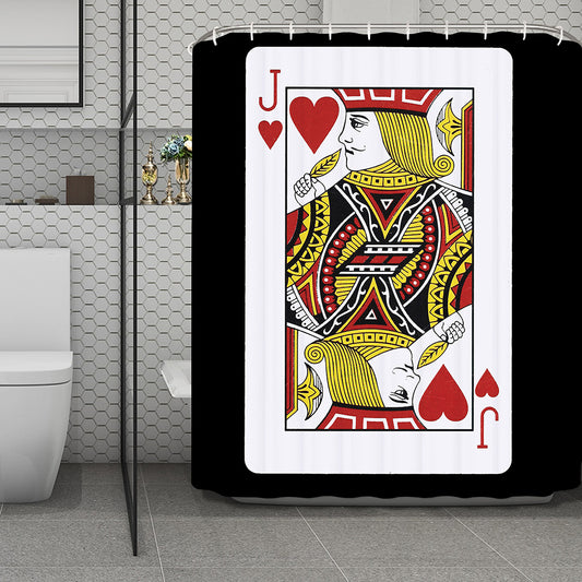 Jack Of Hearts Playing Card Print Polyester Shower Curtain