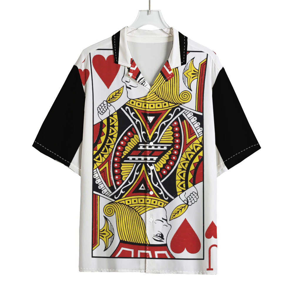 Jack Of Hearts Playing Card Print Rayon Hawaiian Shirt
