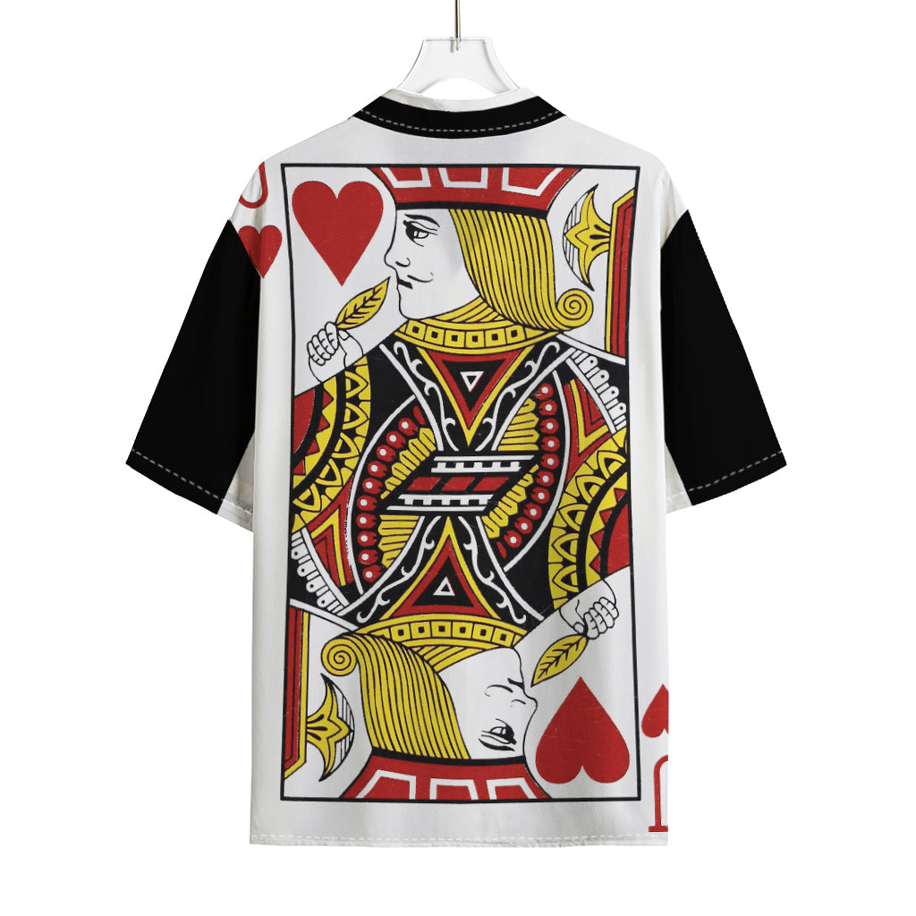 Jack Of Hearts Playing Card Print Rayon Hawaiian Shirt