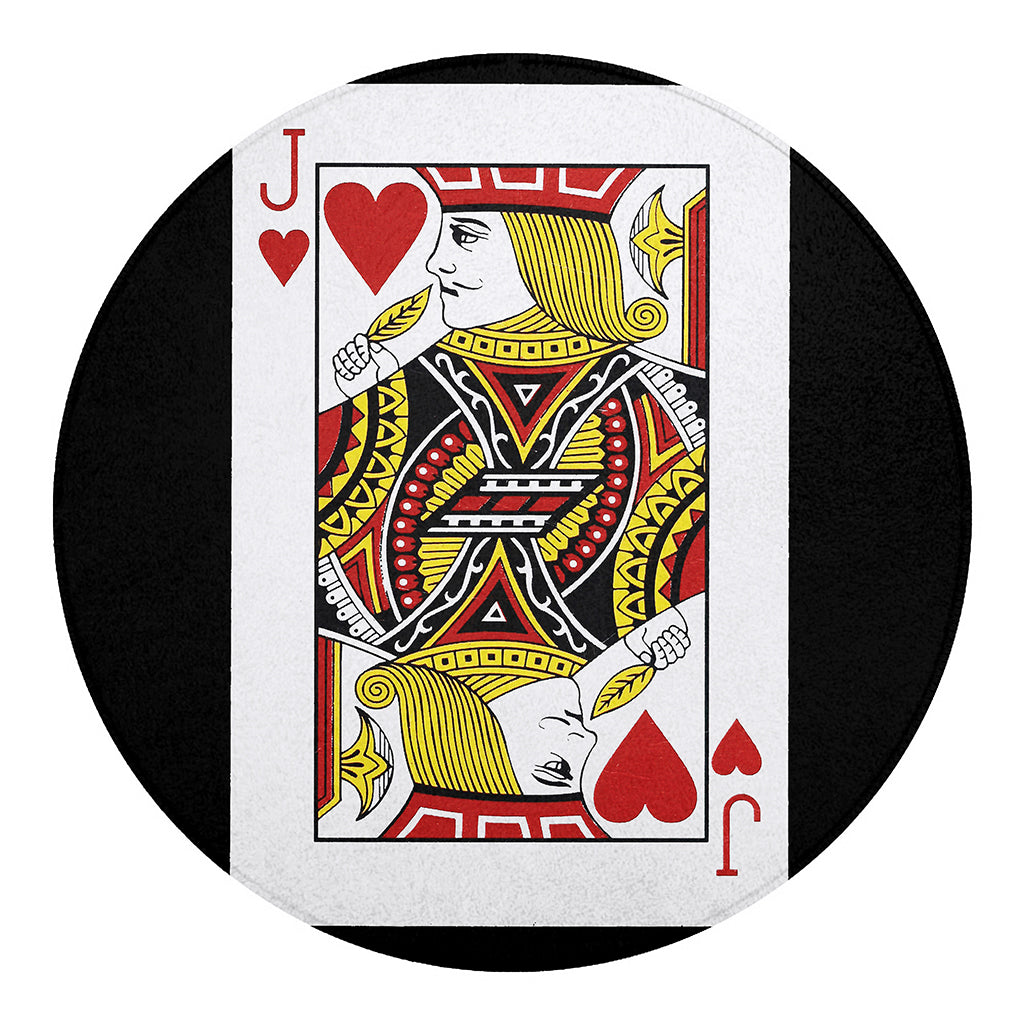 Jack Of Hearts Playing Card Print Round Blanket