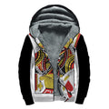 Jack Of Hearts Playing Card Print Sherpa Lined Zip Up Hoodie