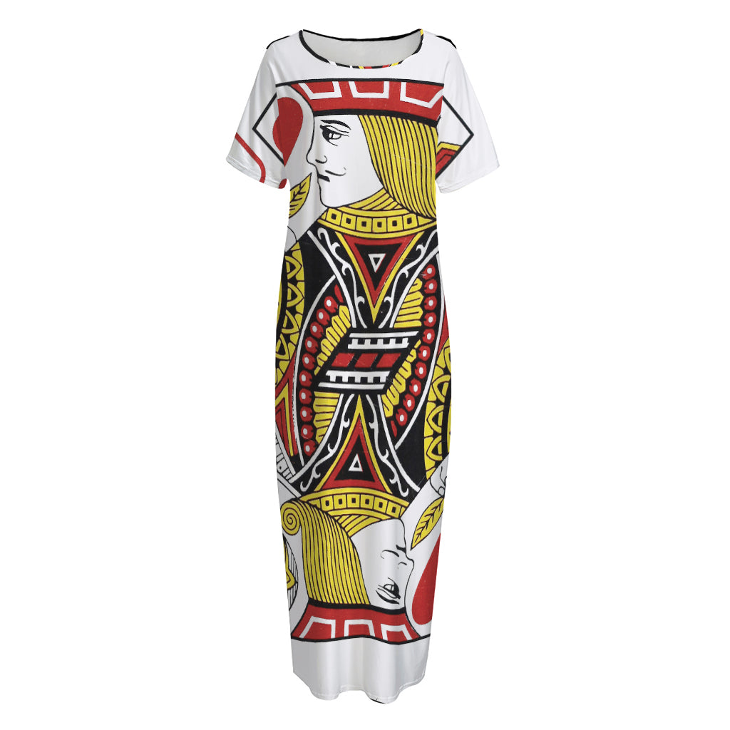 Jack Of Hearts Playing Card Print Short Sleeve Long Nightdress