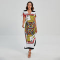 Jack Of Hearts Playing Card Print Short Sleeve Maxi Dress
