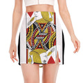 Jack Of Hearts Playing Card Print Side Slit Mini Skirt