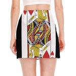 Jack Of Hearts Playing Card Print Side Slit Mini Skirt