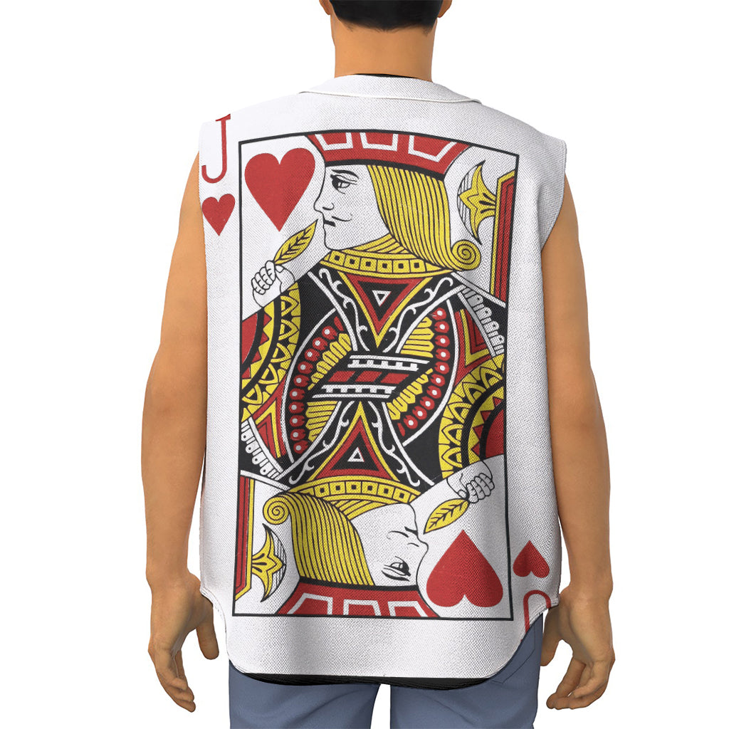 Jack Of Hearts Playing Card Print Sleeveless Baseball Jersey