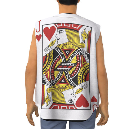 Jack Of Hearts Playing Card Print Sleeveless Baseball Jersey
