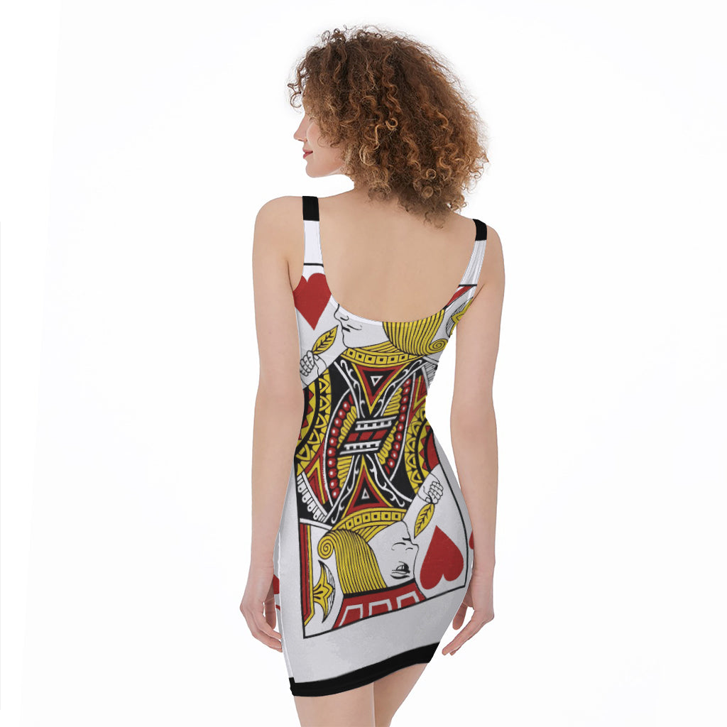 Jack Of Hearts Playing Card Print Sleeveless Bodycon Dress
