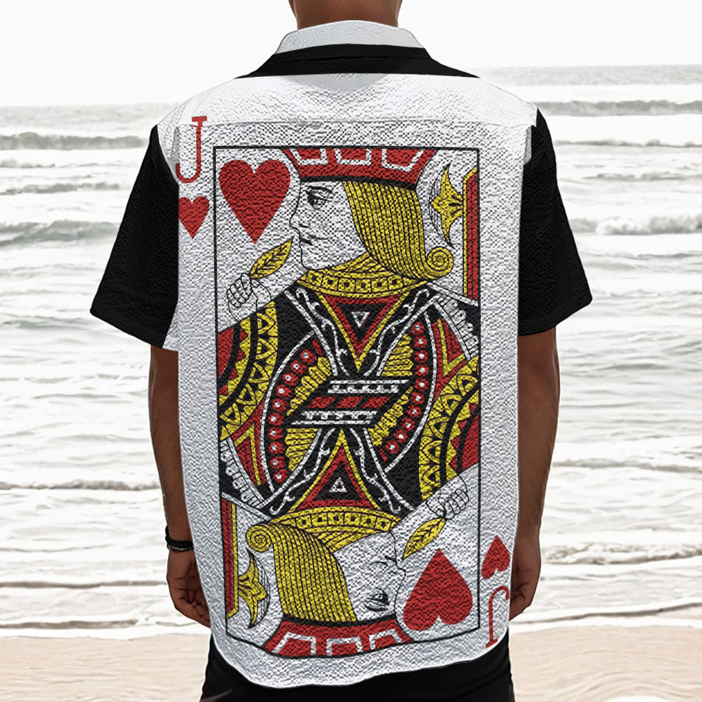 Jack Of Hearts Playing Card Print Textured Short Sleeve Shirt