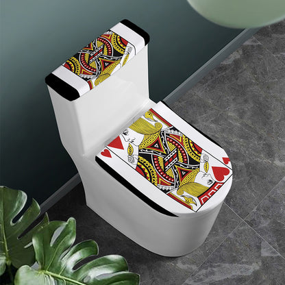 Jack Of Hearts Playing Card Print Toilet Lid And Tank Cover Set