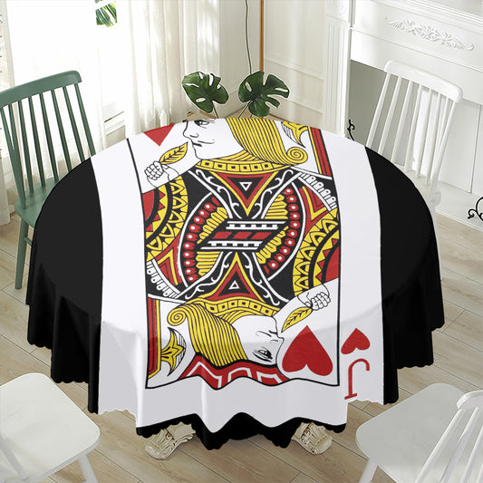 Jack Of Hearts Playing Card Print Waterproof Round Tablecloth
