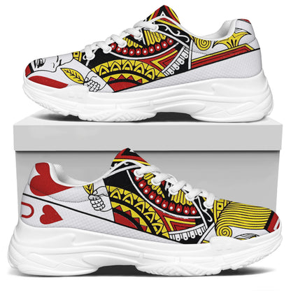 Jack Of Hearts Playing Card Print White Chunky Shoes