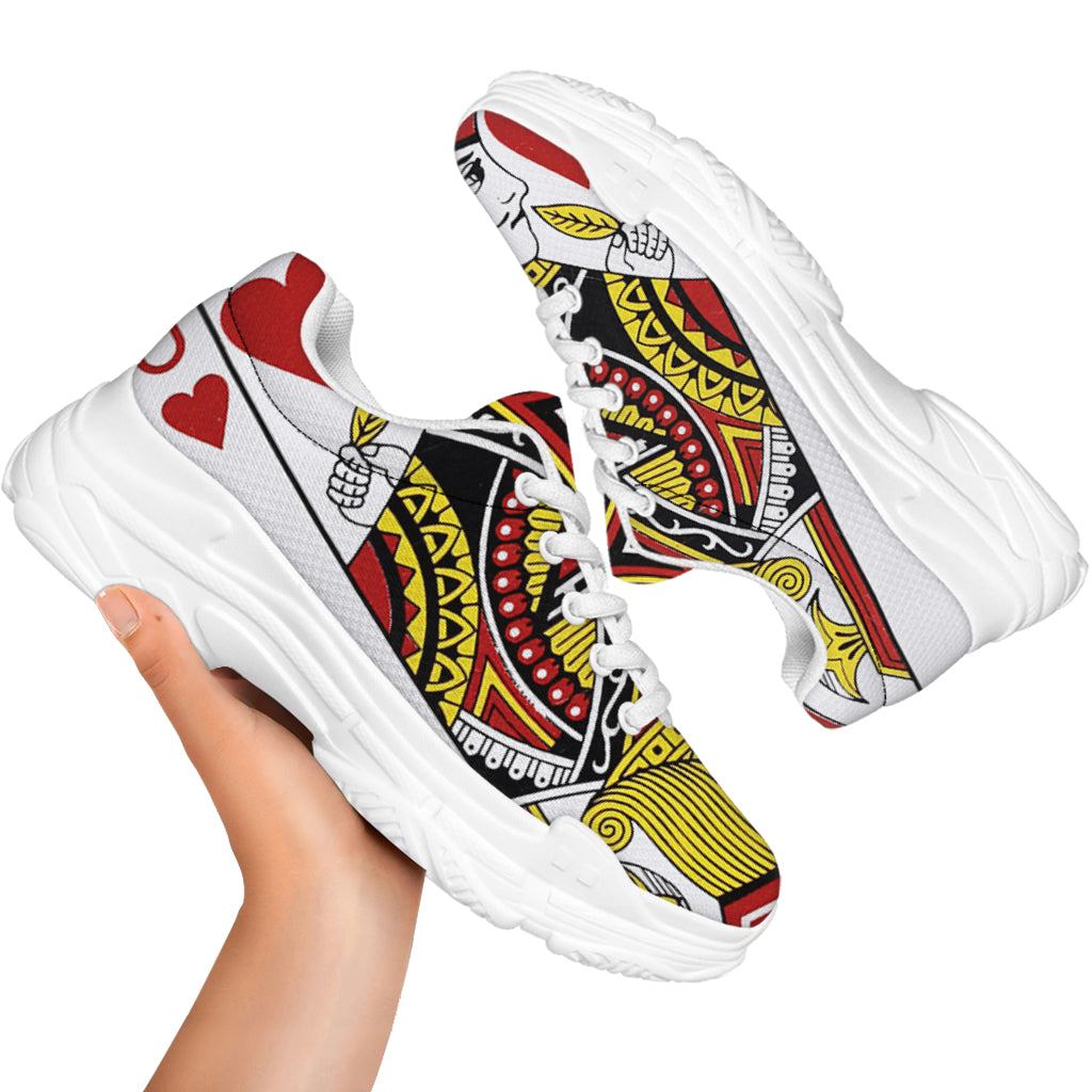 Jack Of Hearts Playing Card Print White Chunky Shoes