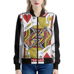Jack Of Hearts Playing Card Print Women's Bomber Jacket