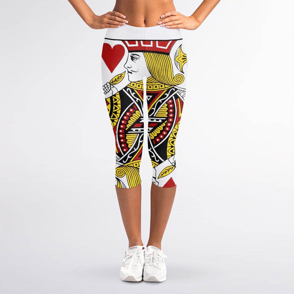 Jack Of Hearts Playing Card Print Women's Capri Leggings
