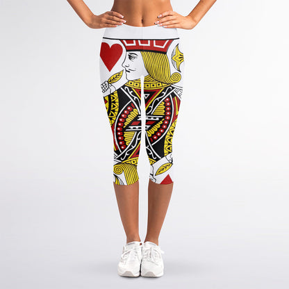 Jack Of Hearts Playing Card Print Women's Capri Leggings