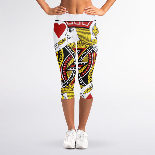 Jack Of Hearts Playing Card Print Women's Capri Leggings