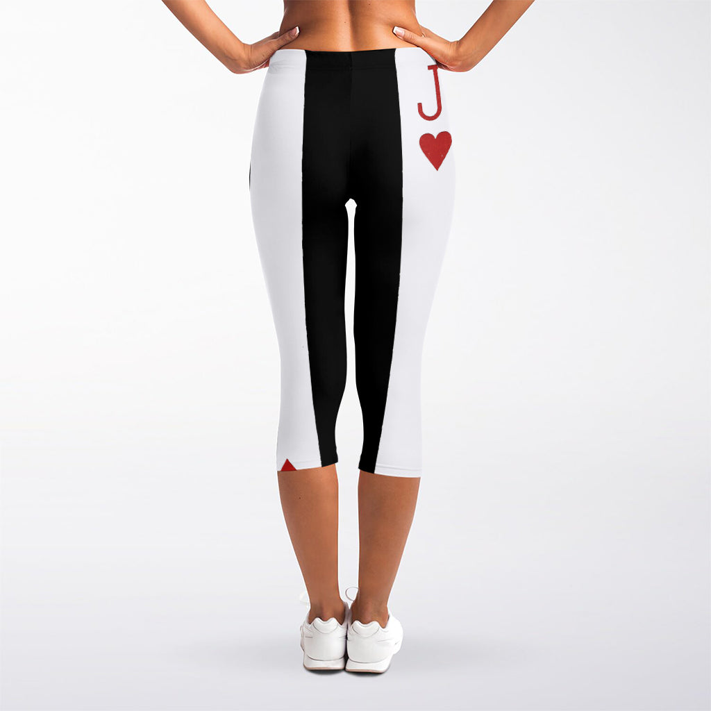 Jack Of Hearts Playing Card Print Women's Capri Leggings