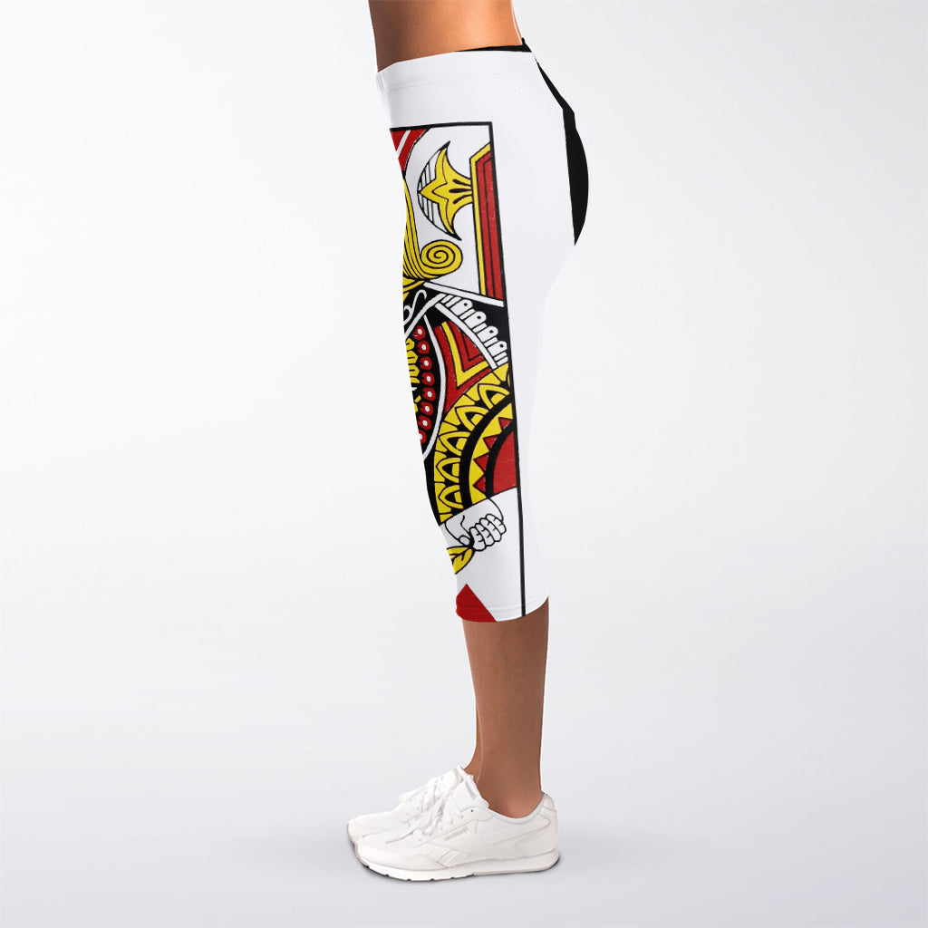 Jack Of Hearts Playing Card Print Women's Capri Leggings