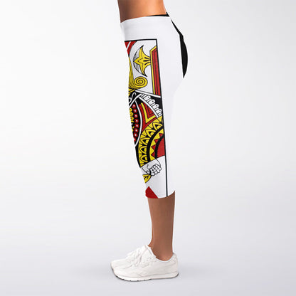 Jack Of Hearts Playing Card Print Women's Capri Leggings