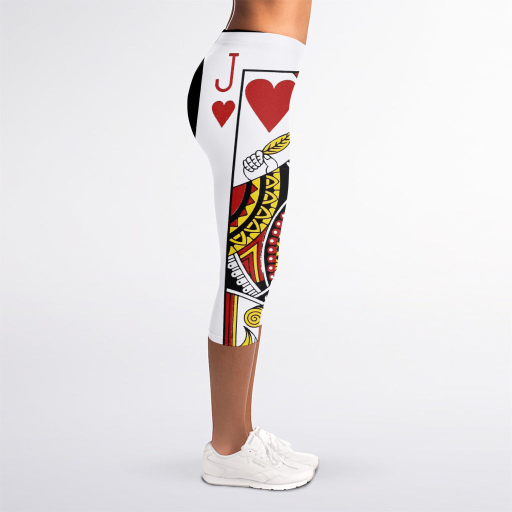 Jack Of Hearts Playing Card Print Women's Capri Leggings