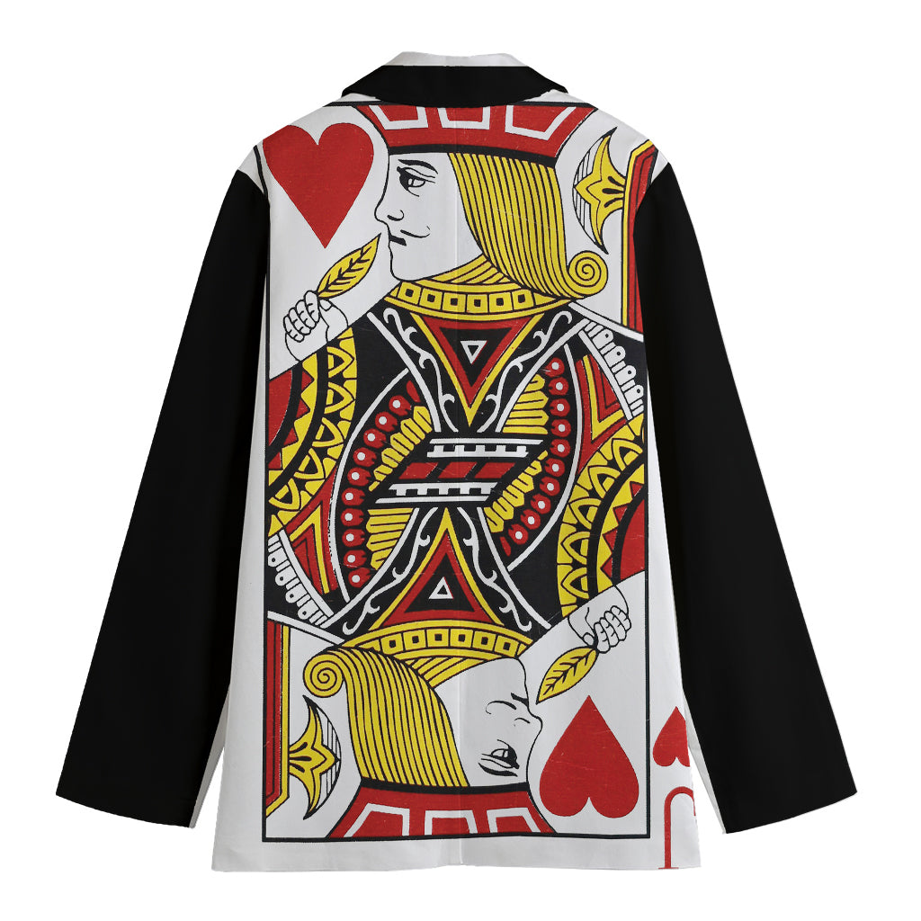 Jack Of Hearts Playing Card Print Women's Cotton Blazer