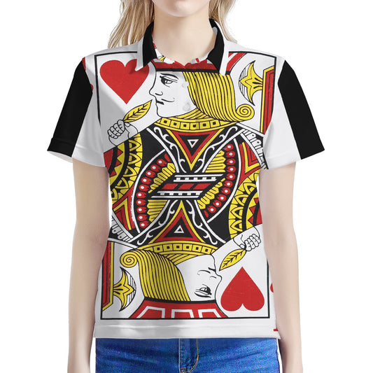 Jack Of Hearts Playing Card Print Women's Polo Shirt