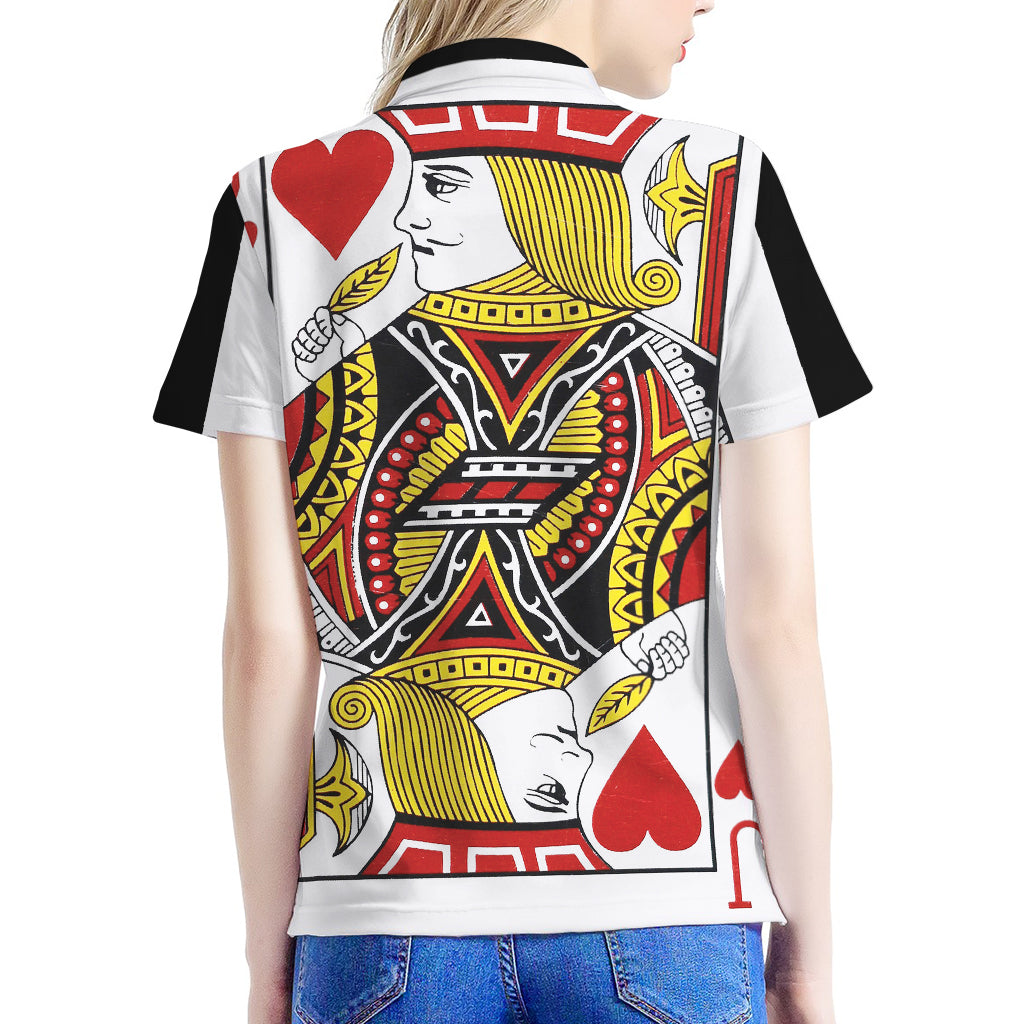 Jack Of Hearts Playing Card Print Women's Polo Shirt
