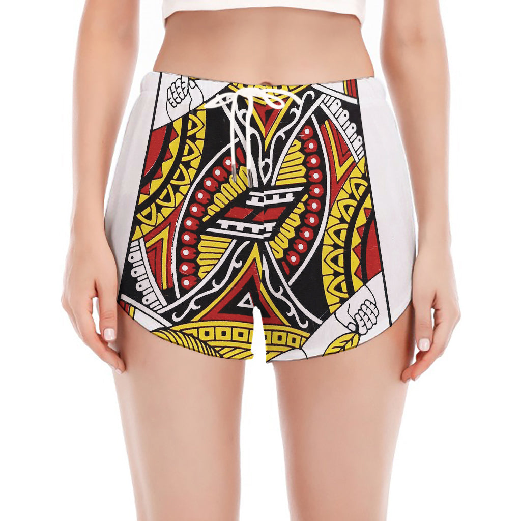 Jack Of Hearts Playing Card Print Women's Split Running Shorts