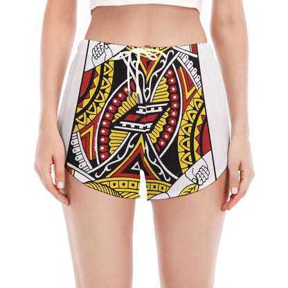 Jack Of Hearts Playing Card Print Women's Split Running Shorts