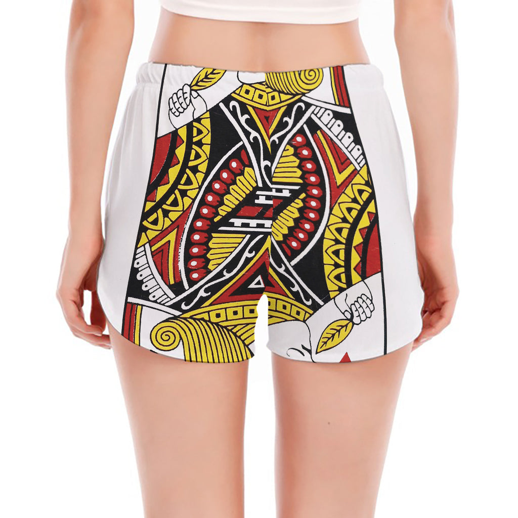 Jack Of Hearts Playing Card Print Women's Split Running Shorts