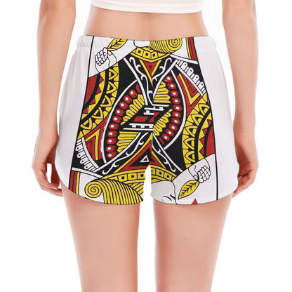 Jack Of Hearts Playing Card Print Women's Split Running Shorts