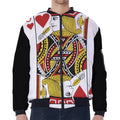 Jack Of Hearts Playing Card Print Zip Sleeve Bomber Jacket