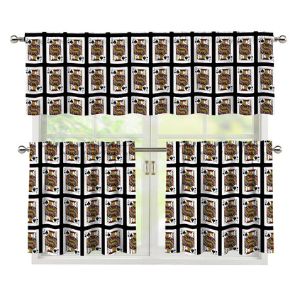 Jack Of Spades Pattern Print 3 Piece Kitchen Curtains