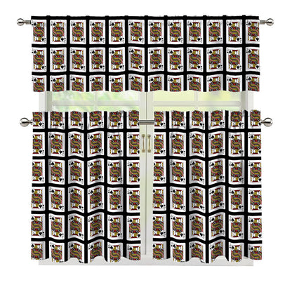 Jack Of Spades Pattern Print 3 Piece Kitchen Curtains