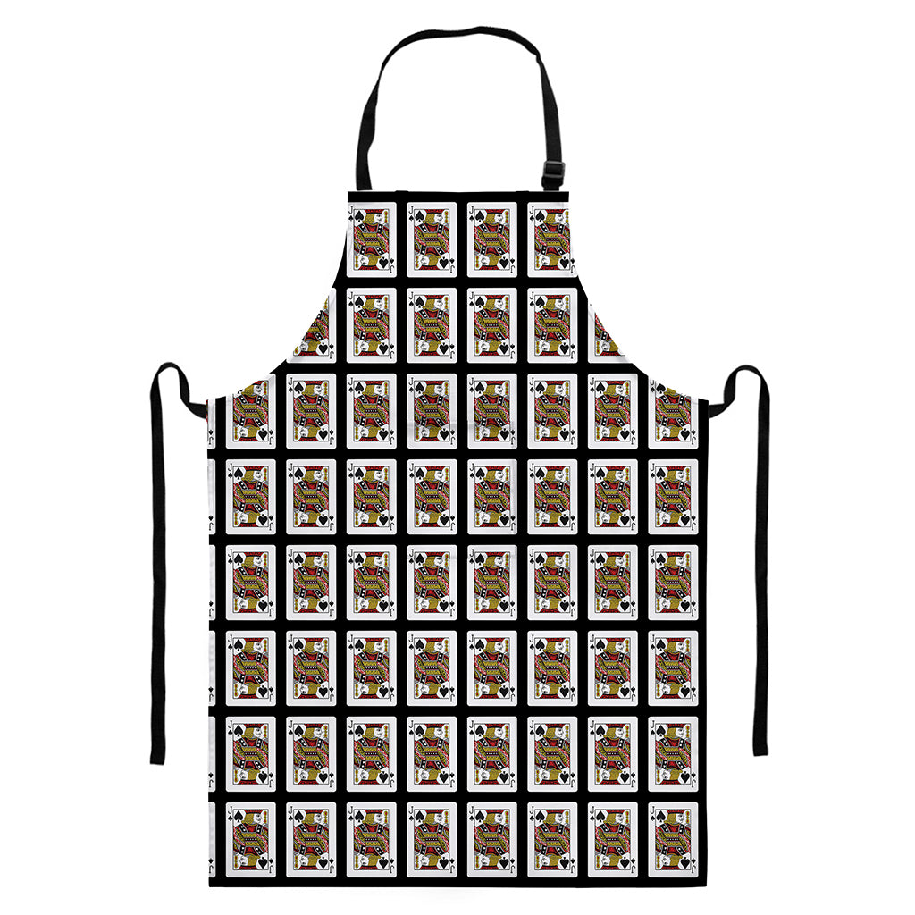 Jack Of Spades Pattern Print Bib Apron With Pocket