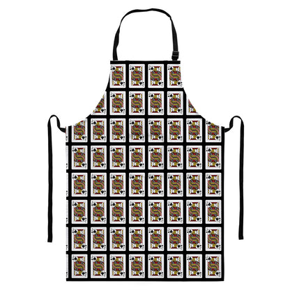 Jack Of Spades Pattern Print Bib Apron With Pocket