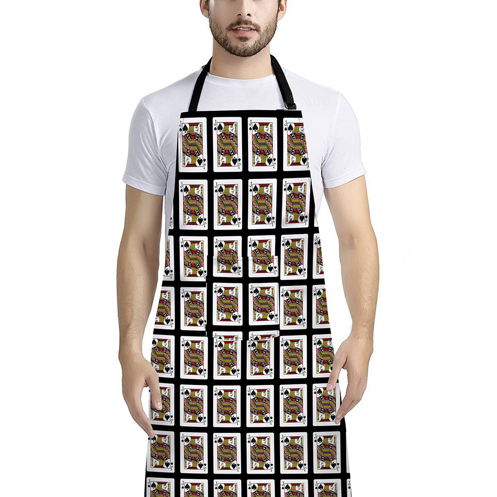 Jack Of Spades Pattern Print Bib Apron With Pocket