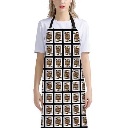 Jack Of Spades Pattern Print Bib Apron With Pocket