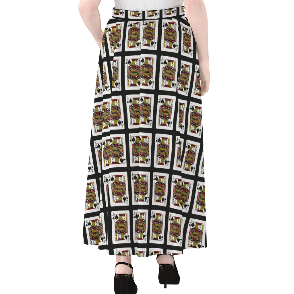 Jack Of Spades Pattern Print Chiffon Maxi Skirt