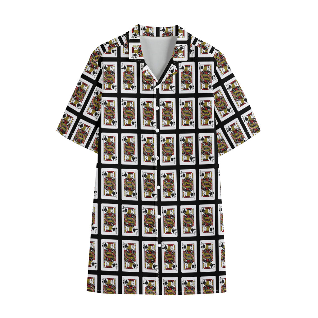 Jack Of Spades Pattern Print Cotton Hawaiian Shirt