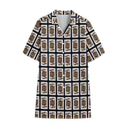 Jack Of Spades Pattern Print Cotton Hawaiian Shirt