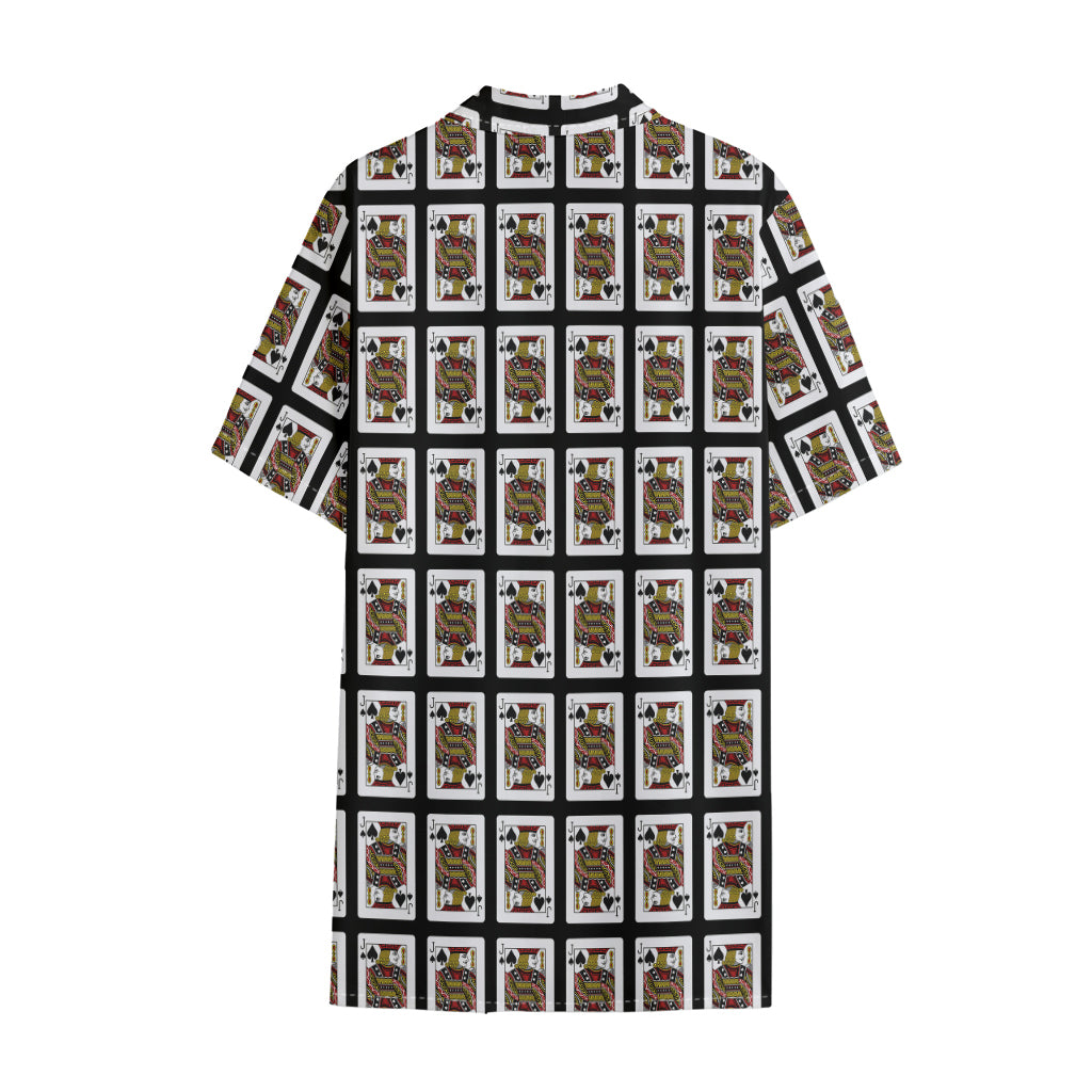 Jack Of Spades Pattern Print Cotton Hawaiian Shirt
