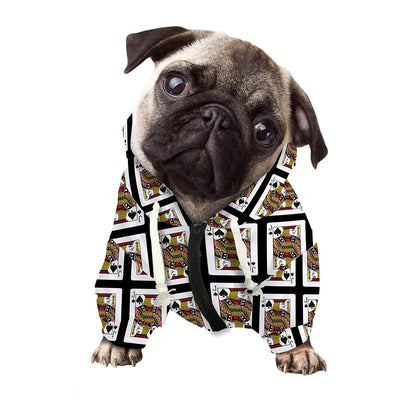 Jack Of Spades Pattern Print Dog Zip Up Hoodie